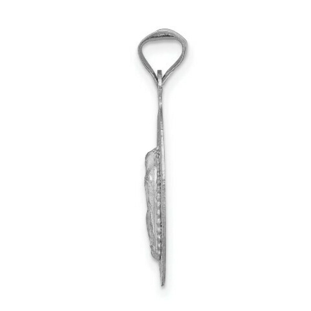 14k White Gold Our Lady of Guadalupe Oval Pendant