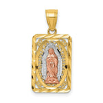 Load image into Gallery viewer, 14k Tri-Color Gold Diamond-cut Lady of Guadalupe Pendant
