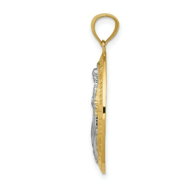 14K Two-tone Gold with Rhodium Polished Miraculous Medal Pendant