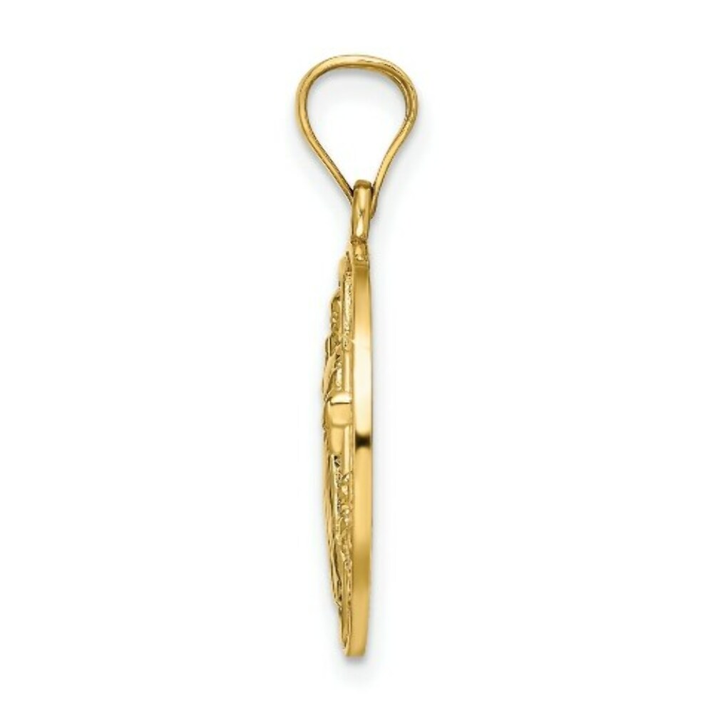 14k Yellow Gold San Benito 2 Sided Round Pendant