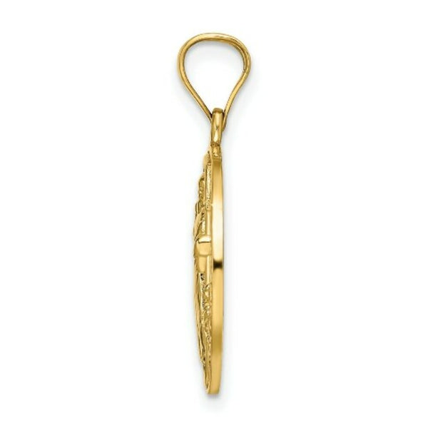 14k Yellow Gold San Benito 2 Sided Round Pendant