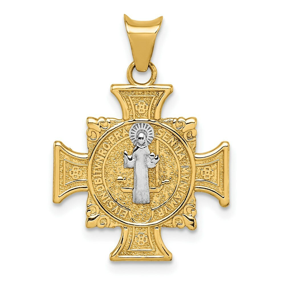 14K Two-tone Gold with Rhodium St. Benedict Pendant