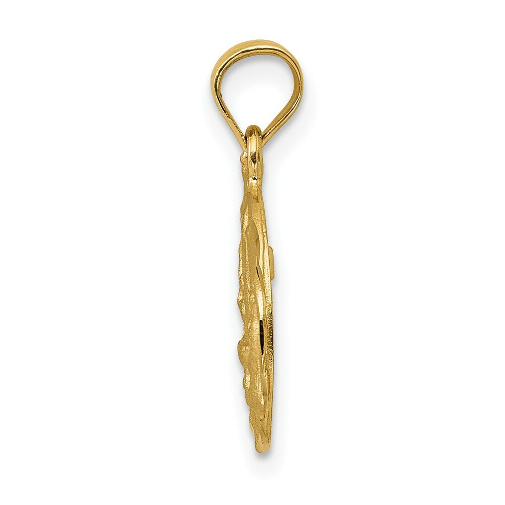 14K Yellow Gold Satin & Diamond-cut Baptism Pendant