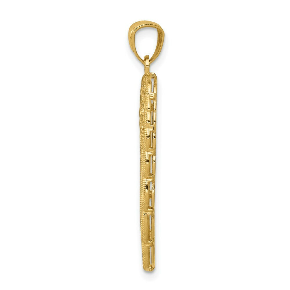 14k Yellow Gold Polished Two Level Angel Wing Pendant