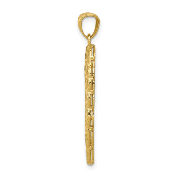 14k Yellow Gold Polished Two Level Angel Wing Pendant