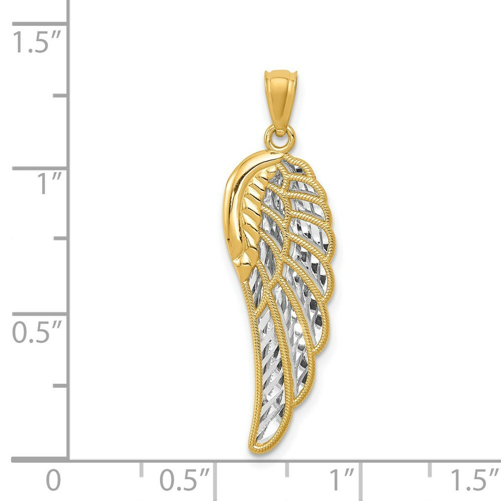 14k Yellow Gold Polished Two Level Angel Wing Pendant