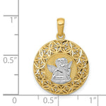 Load image into Gallery viewer, 14k Yellow Gold Two-tone Polished Filigree Guardian Angel Round Pendant
