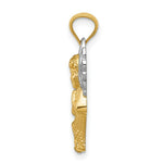 Load image into Gallery viewer, 14K Two-tone Gold with Rhodium Diamond-cut Praying Angel Pendant
