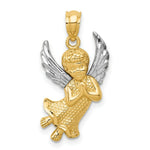 Load image into Gallery viewer, 14K Two-tone Gold with Rhodium Diamond-cut Praying Angel Pendant
