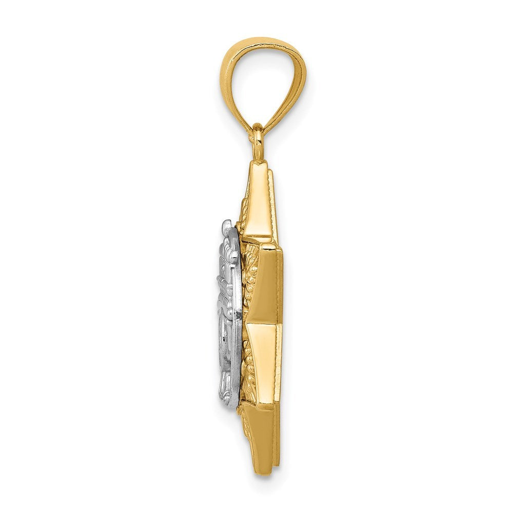 14k Two Tone Gold Star of David & Menorah Pendant