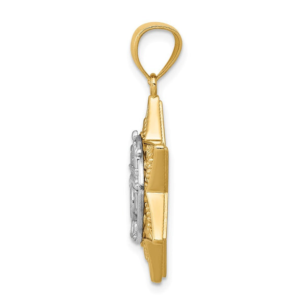 14k Two Tone Gold Star of David & Menorah Pendant