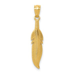 Load image into Gallery viewer, 14K Yellow Gold Polished Feather Pendant
