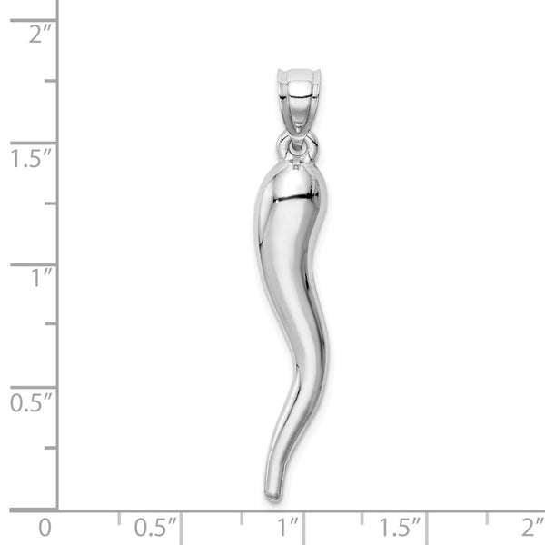 14k White Gold Hollow Italian Horn Pendant