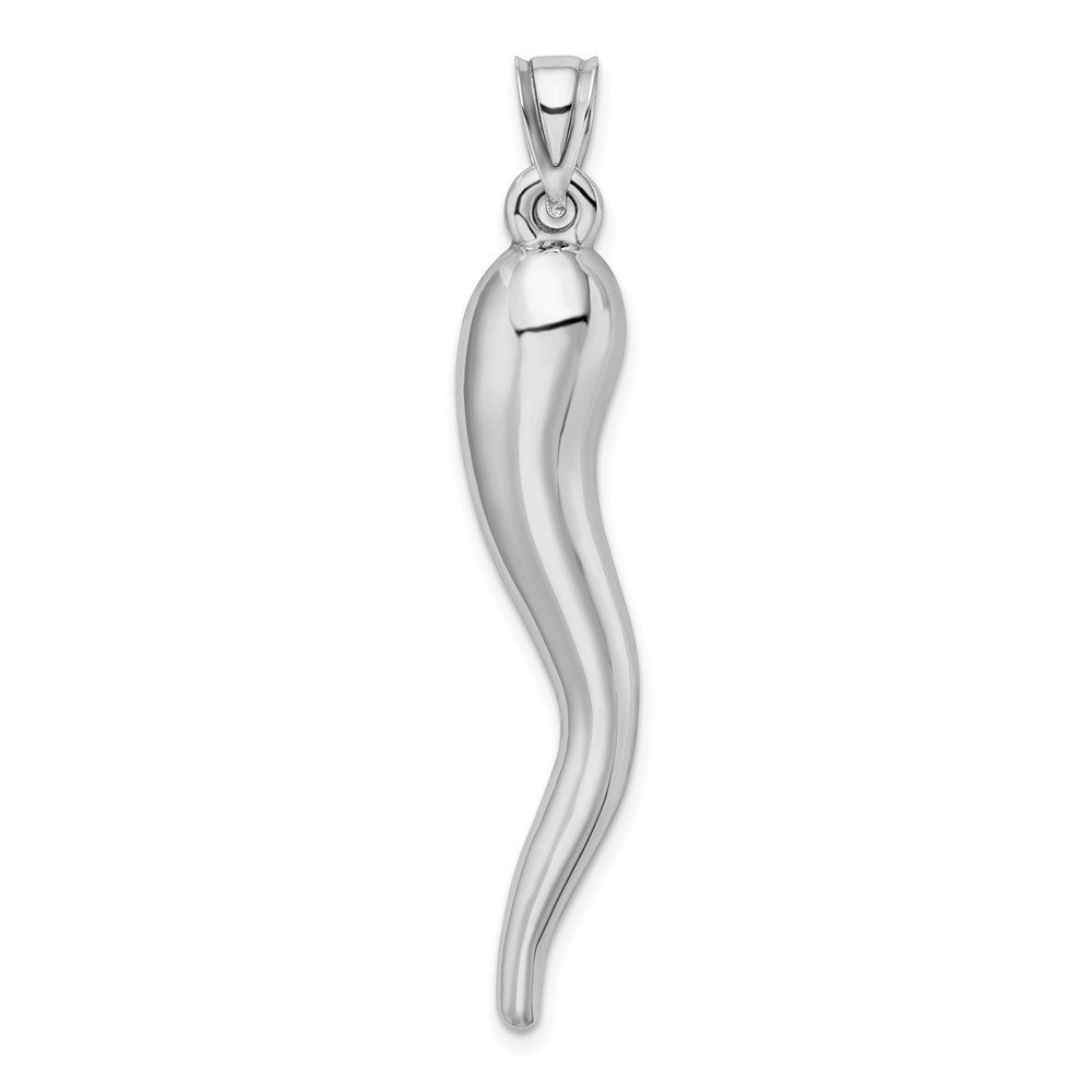 14k White Gold Hollow Italian Horn Pendant