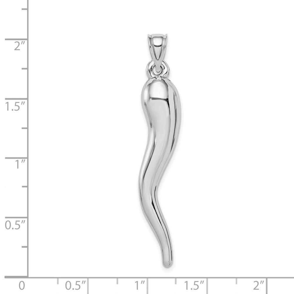 14k White Gold Hollow Italian Horn Pendant