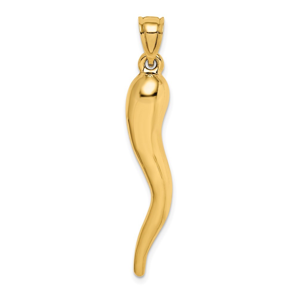 14K Yellow Gold Hollow Italian Horn Pendant