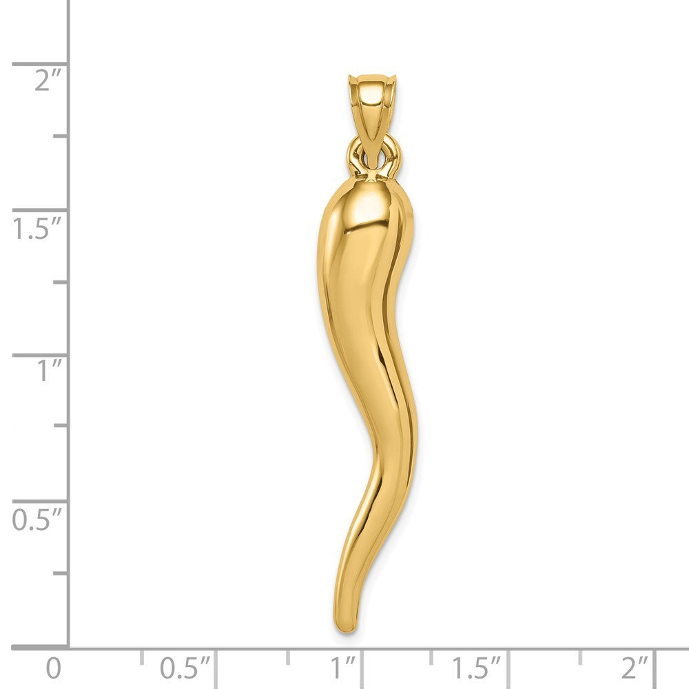 14K Yellow Gold Hollow Italian Horn Pendant
