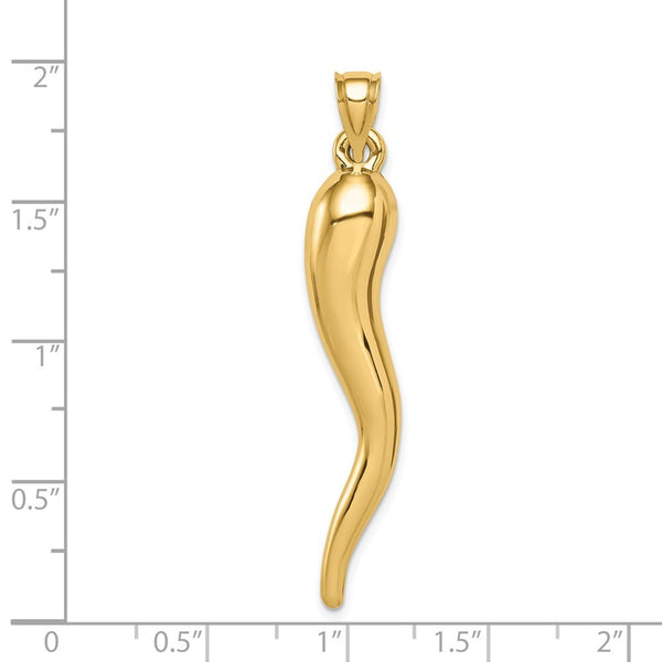 14K Yellow Gold Hollow Italian Horn Pendant