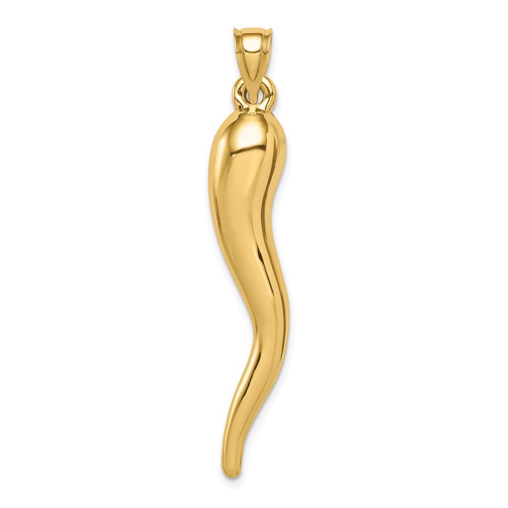 14K Yellow Gold Hollow Italian Horn Pendant