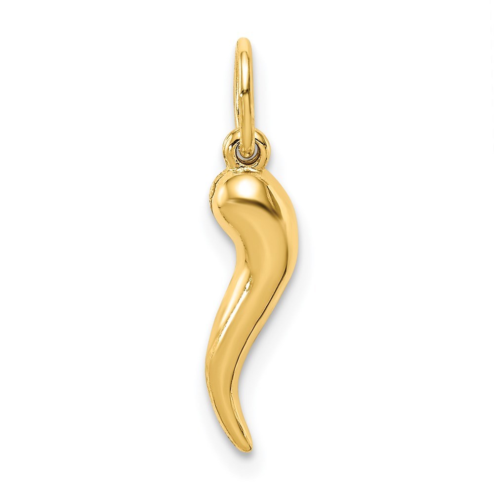14K Yellow Gold Hollow Italian Horn Pendant