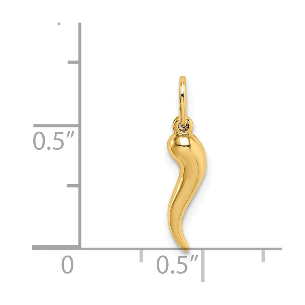 14K Yellow Gold Hollow Italian Horn Pendant