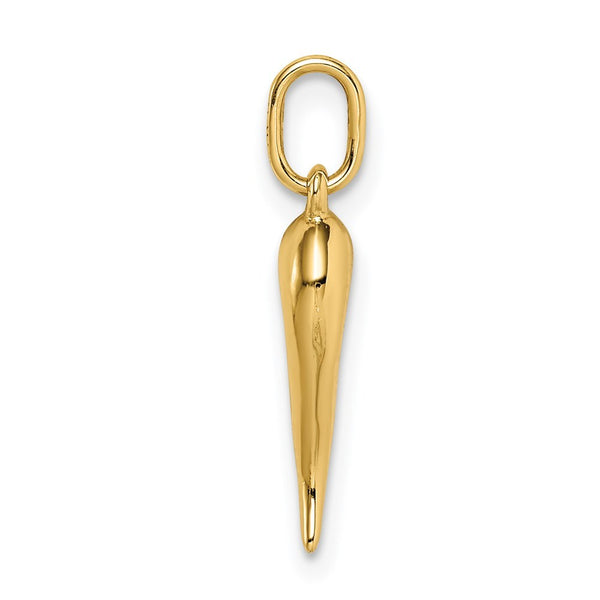 14K Yellow Gold Hollow Italian Horn Pendant
