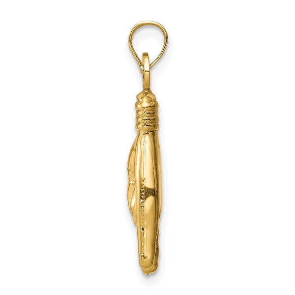 14K Yellow Gold Hollow Rock On Sign Charm Pendant
