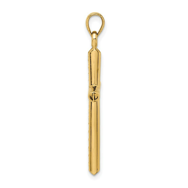 14K Yellow Gold Hollow Diamond-cut Cross Pendant