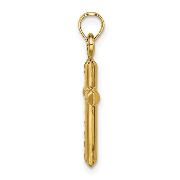 14K Yellow Gold Hollow Diamond-cut Cross Pendant