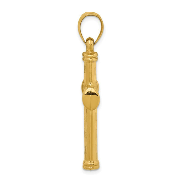 14K Yellow Gold Hollow Diamond-cut Cross Pendant