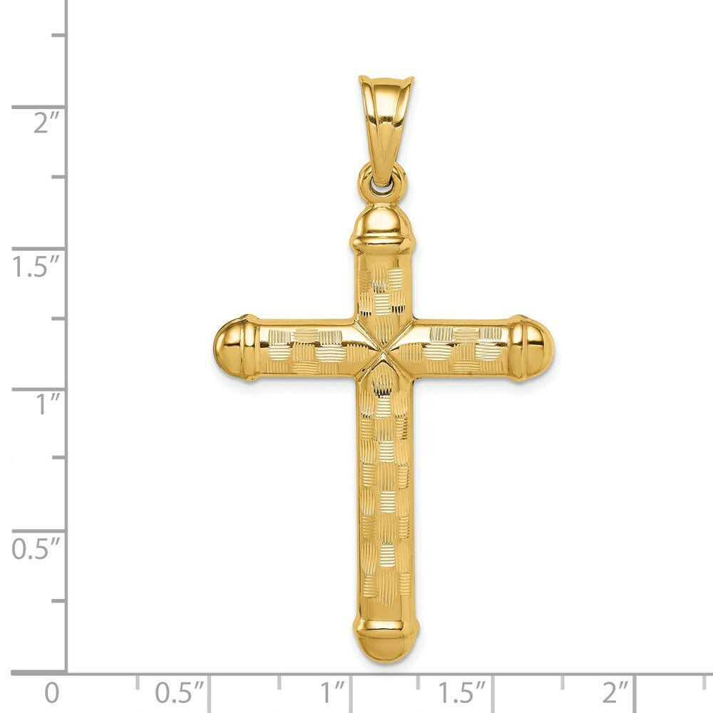 14K Yellow Gold Hollow Diamond-cut Cross Pendant