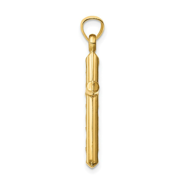 14K Yellow Gold Hollow Diamond-cut Cross Pendant