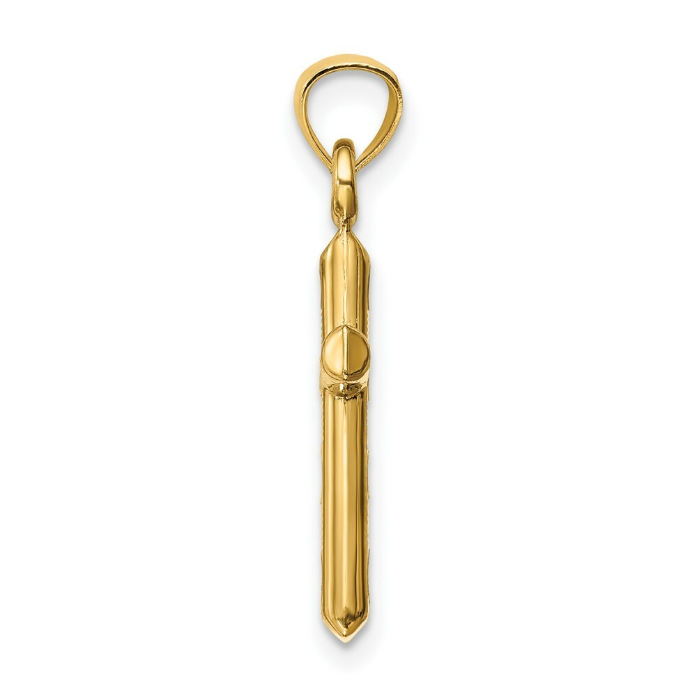 14K Yellow Gold Hollow Diamond-cut Cross Pendant