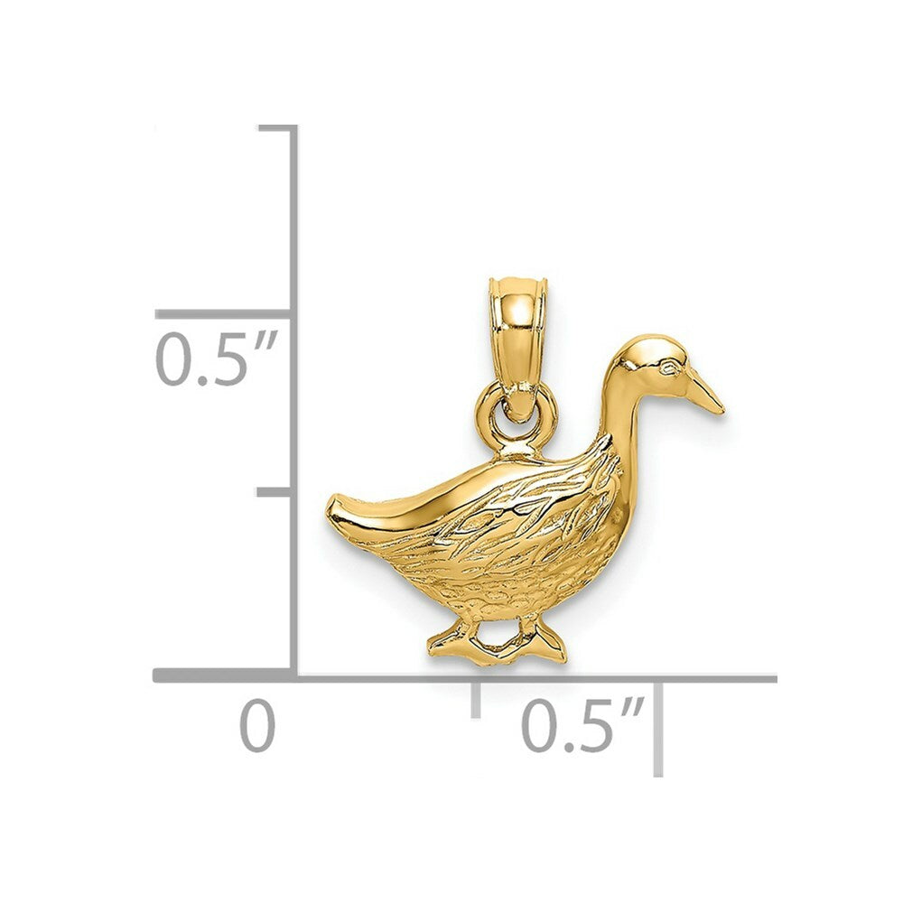 14K Yellow Gold 2-D GOOSE Charm Pendant