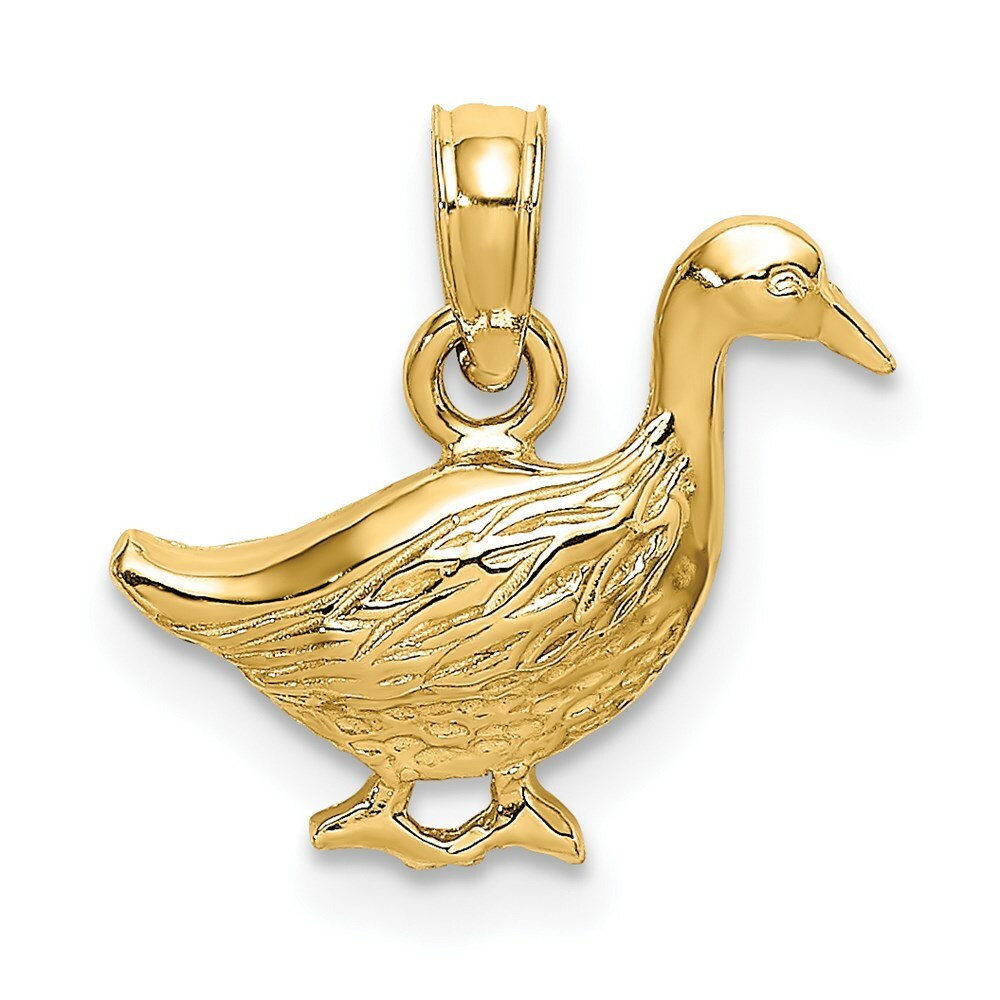 14K Yellow Gold 2-D GOOSE Charm Pendant