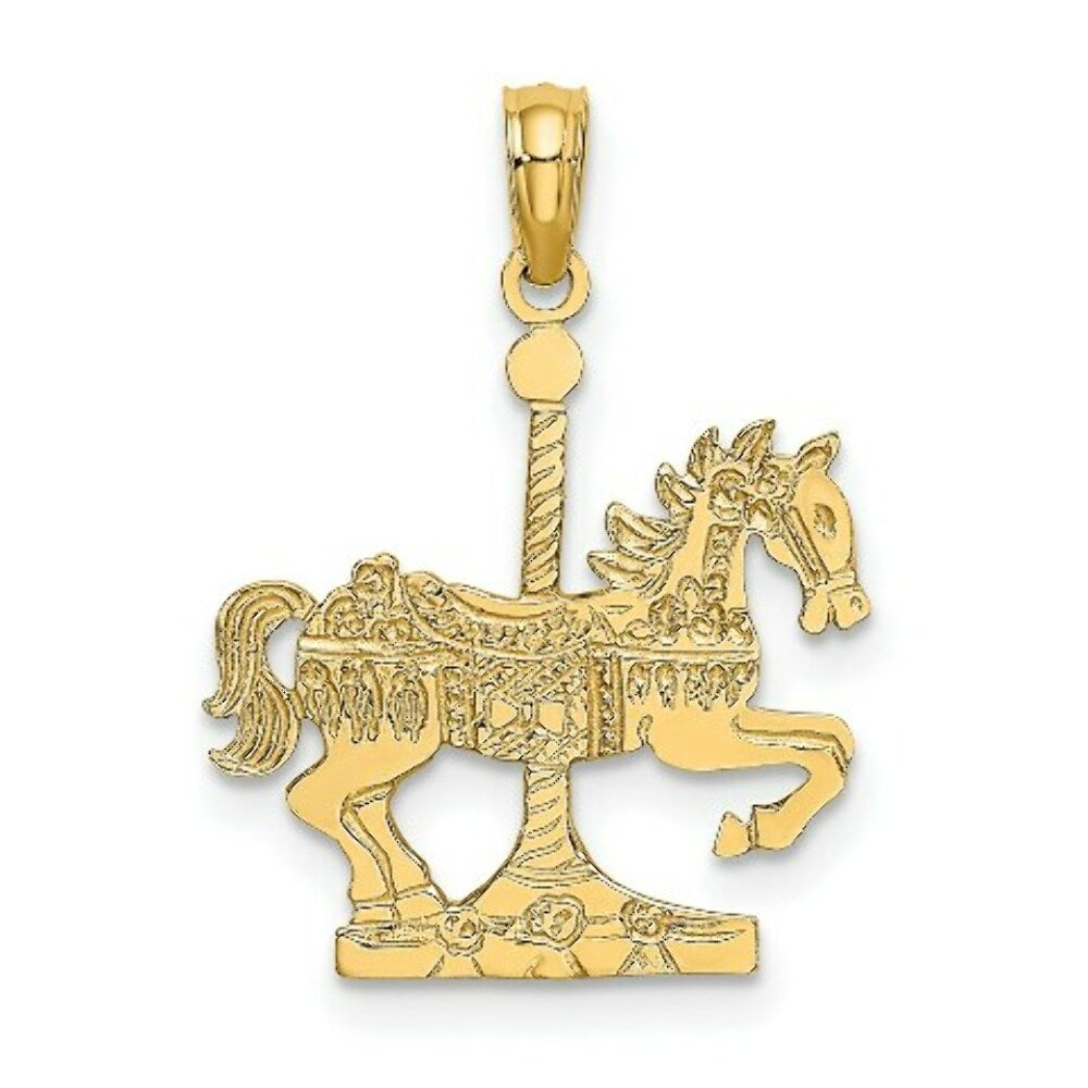 14K Yellow Gold CAROUSEL Horse Charm Pendant