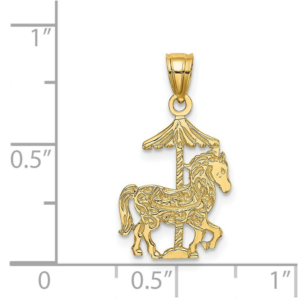 14K Yellow Gold CAROUSEL Horse Charm Pendant