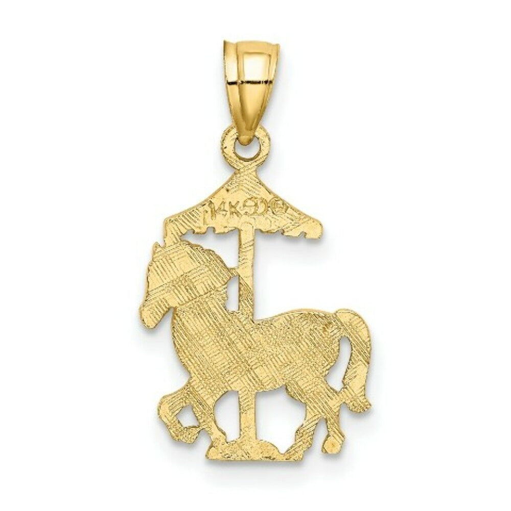 14K Yellow Gold CAROUSEL Horse Charm Pendant