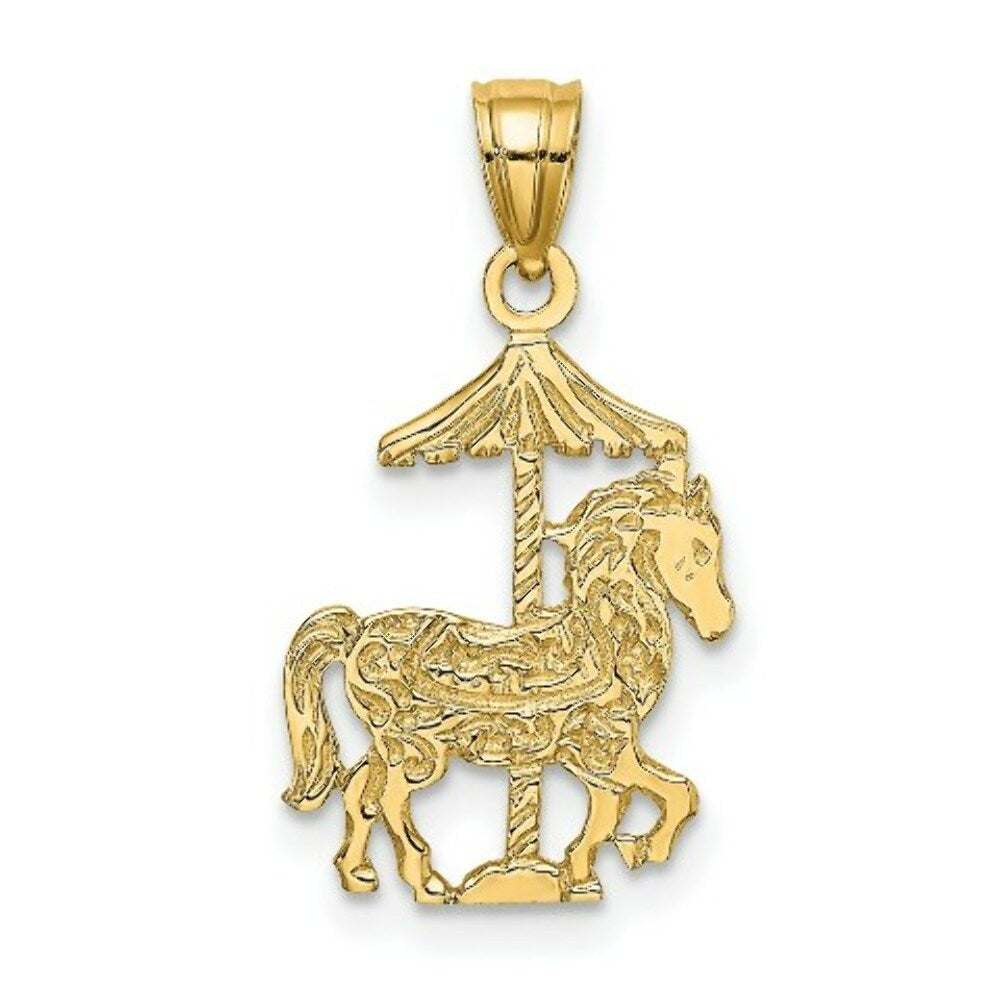 14K Yellow Gold CAROUSEL Horse Charm Pendant