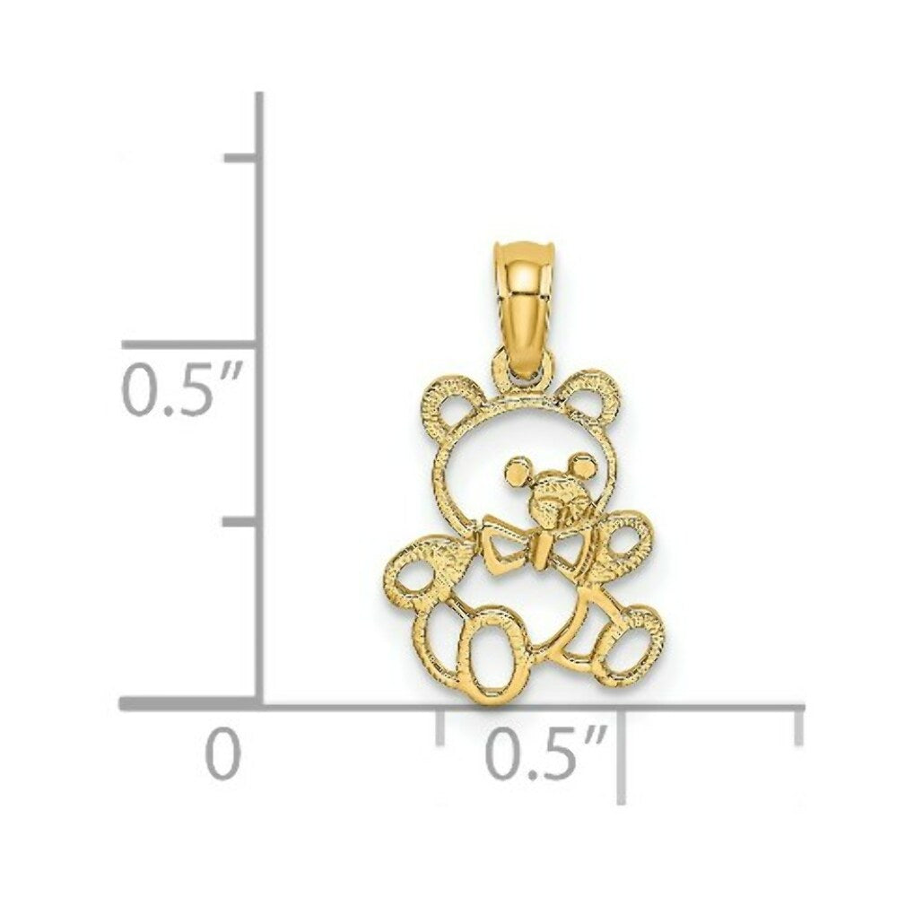 14K Yellow Gold Cut out TEDDY BEAR Charm Pendant