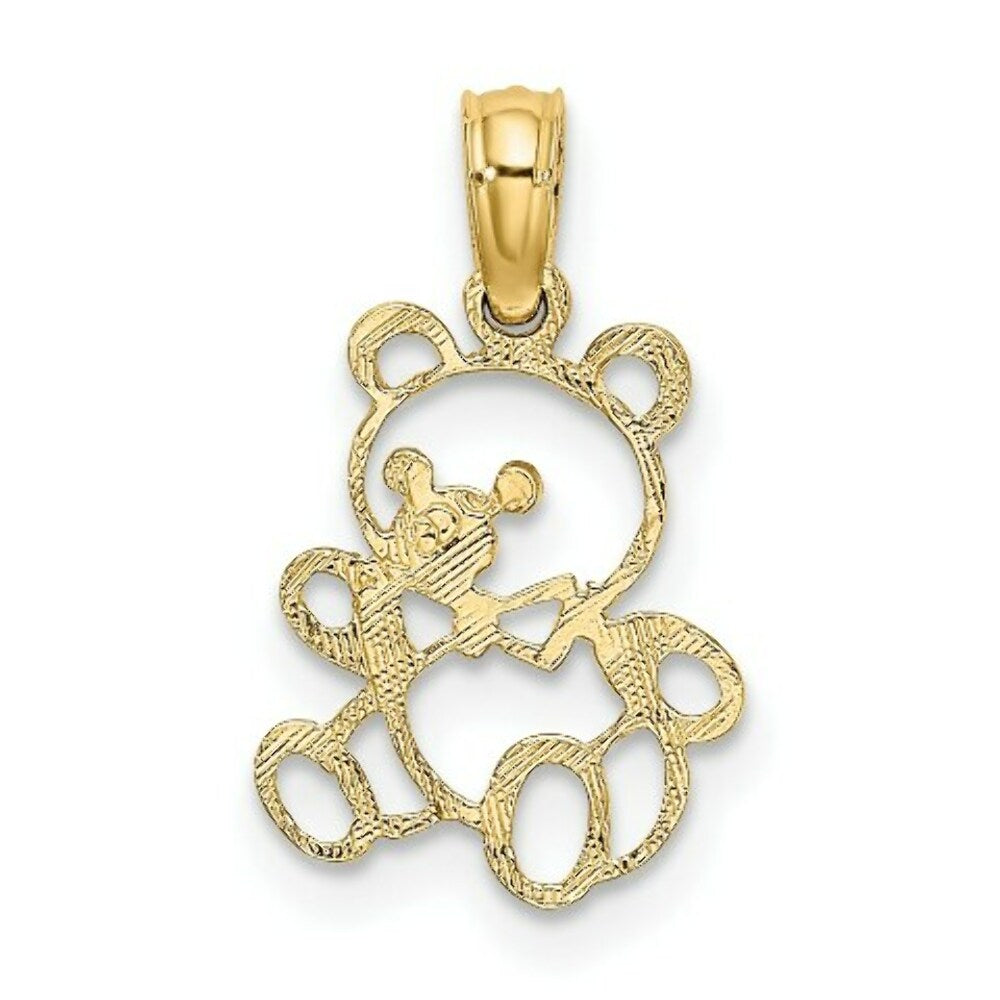14K Yellow Gold Cut out TEDDY BEAR Charm Pendant
