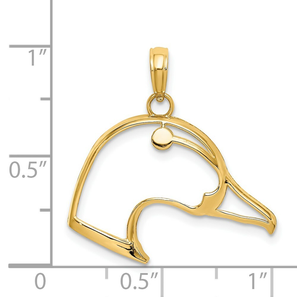 14K Yellow Gold Cut-Out & Beveled DUCK Head Charm Pendant