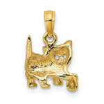 Load image into Gallery viewer, 14K Yellow Gold 2-D Cat With Ball Charm Pendant
