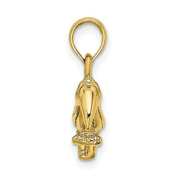 14K Yellow Gold 3-D Textured & Polished Toucan Bird Charm Pendant