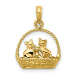Load image into Gallery viewer, 14K Yellow Gold 3-D Cats Inside Of Basket Charm Pendant

