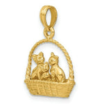 Load image into Gallery viewer, 14K Yellow Gold 3-D Cats Inside Of Basket Charm Pendant
