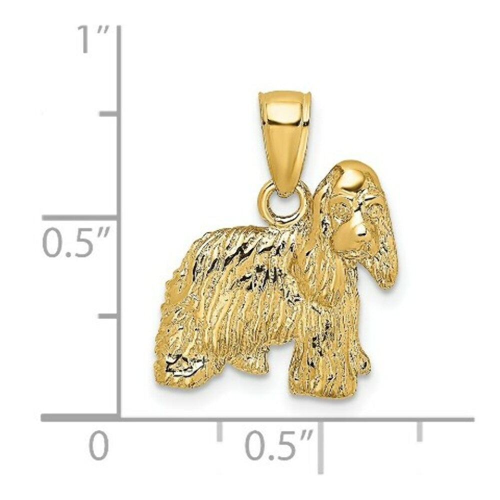 14K Yellow Gold 2-D Cocker Spaniel Dog Charm Pendant