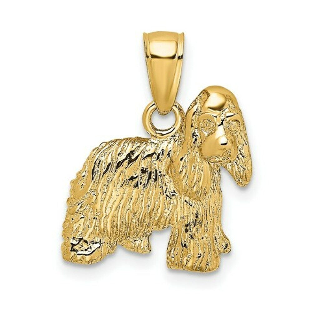14K Yellow Gold 2-D Cocker Spaniel Dog Charm Pendant