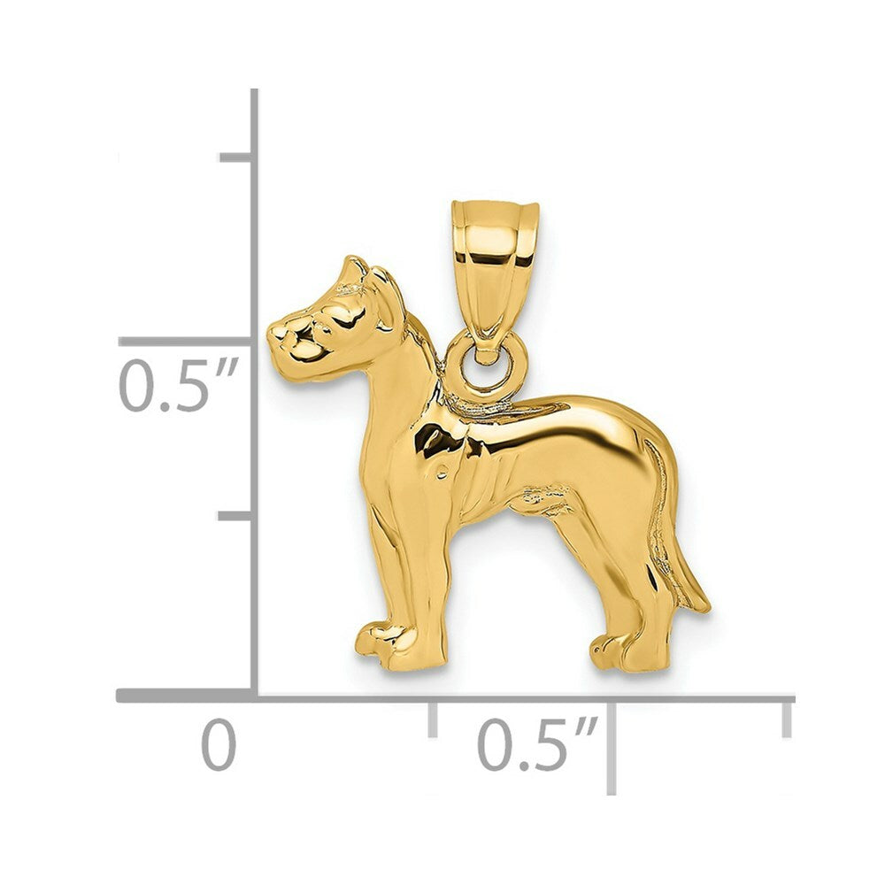 14K Yellow Gold 2-D Great Dane Dog Charm Pendant