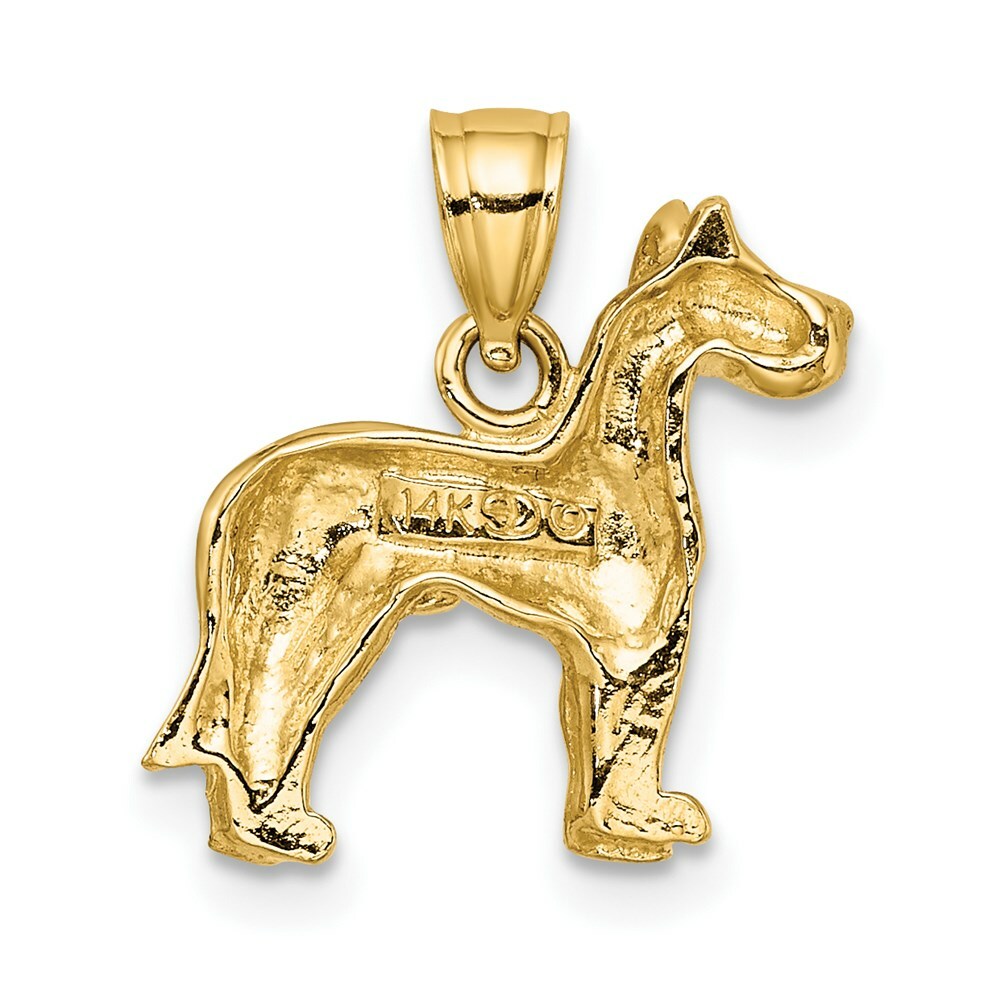 14K Yellow Gold 2-D Great Dane Dog Charm Pendant